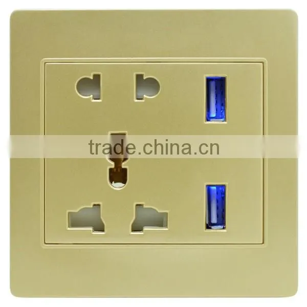 5pin socket with double usb wall socket