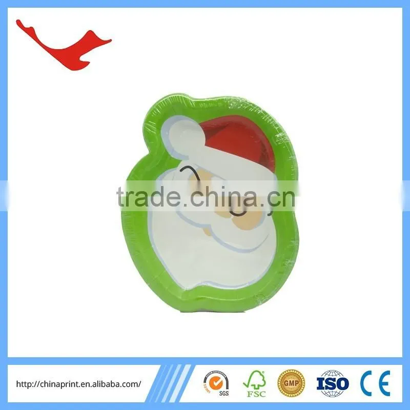 006 FSC material printed disposable tableware for christmas party
