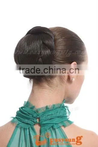 New brown chignon hair piece, synthetic braids bun hair piece