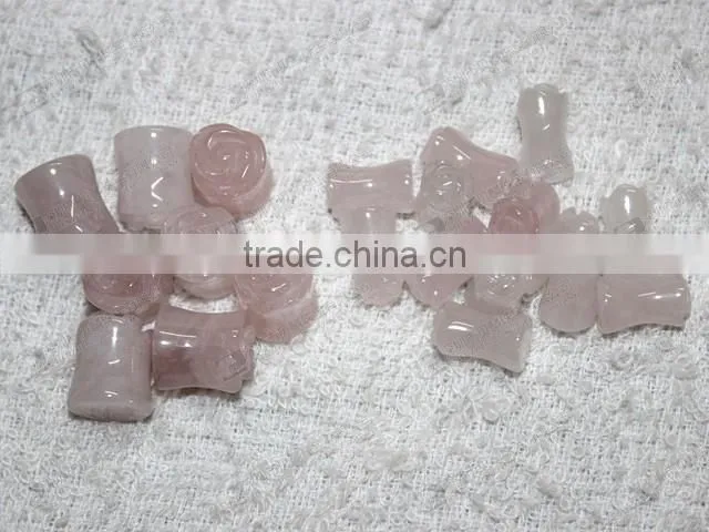 Wholesale rose quartz ear plugs,gemstone body piercing jewelry