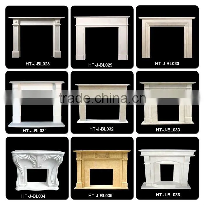 Laxury Design Statue Carved White Marble Fireplace Mantel