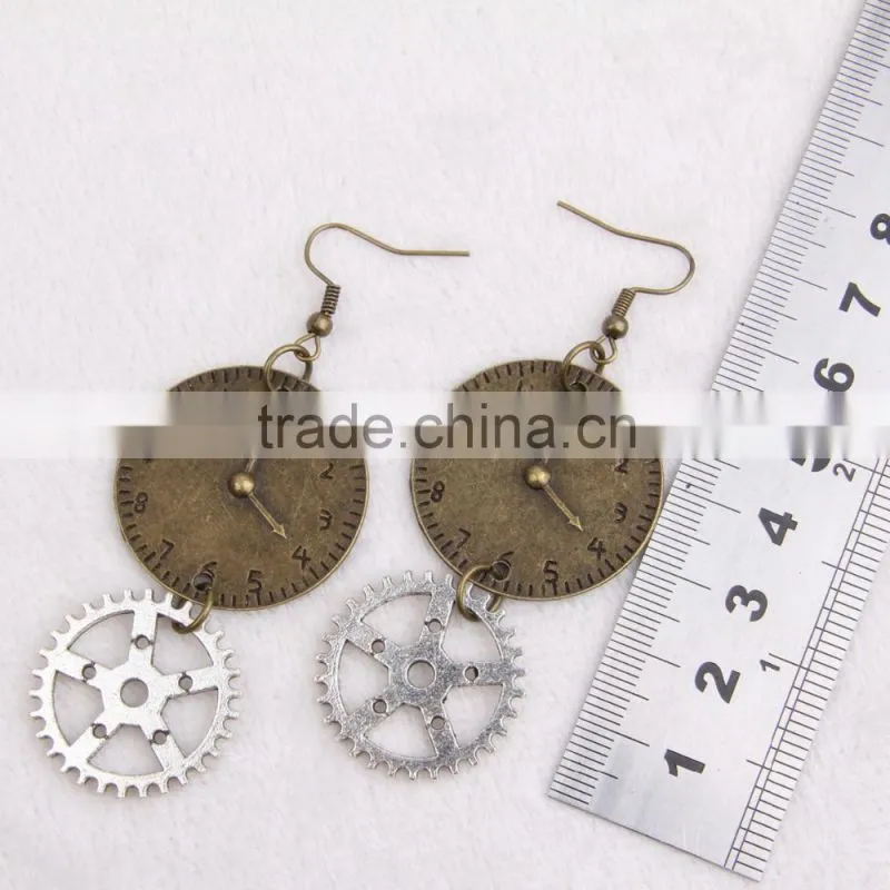 cheap fashion jewelry steampunk gear watch earrings party dress new made in China yiwu