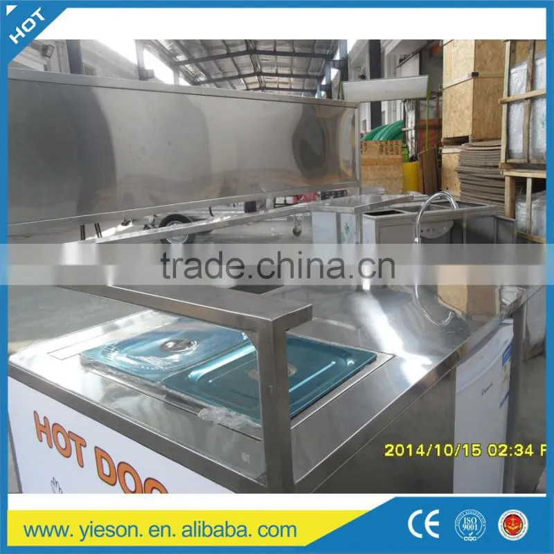 304 stainless steel hot dog trolley mobile hot dog carts food cart for sale