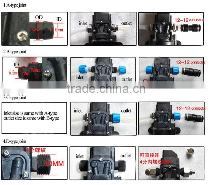 DC24V 6L/min 80W High Pressure Micro Automatic Reflux Valve Water Pump