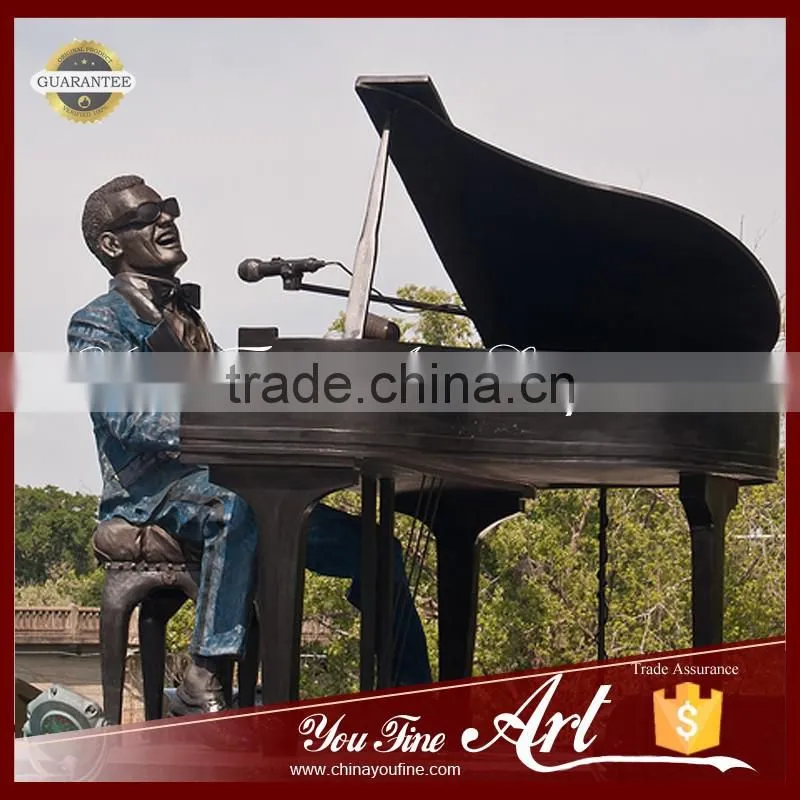 Outdoor Decor Bronze Ray Charles Music Statue