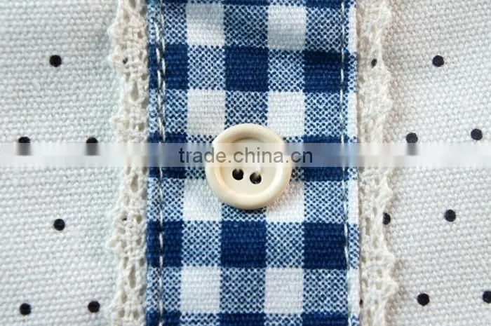Grid Pattern School Backpack Cute for Girls with Bottons