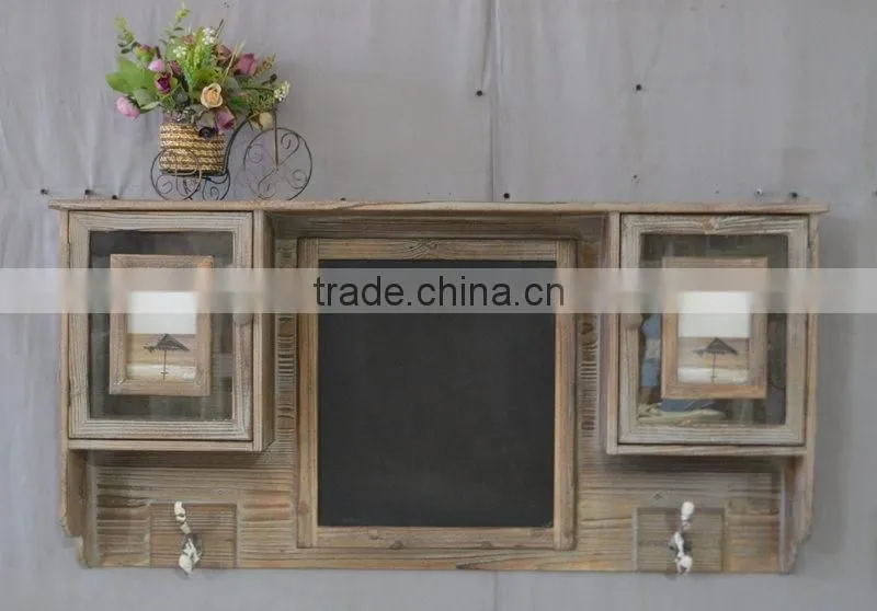 Antique wooden wall shelf storage with hooks in big size