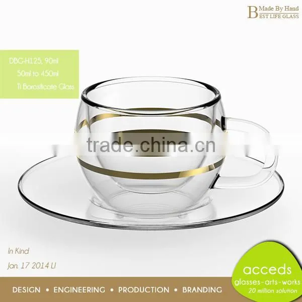 Promotion Borocilicate Novelty Glass Unique Design Cup And Saucer
