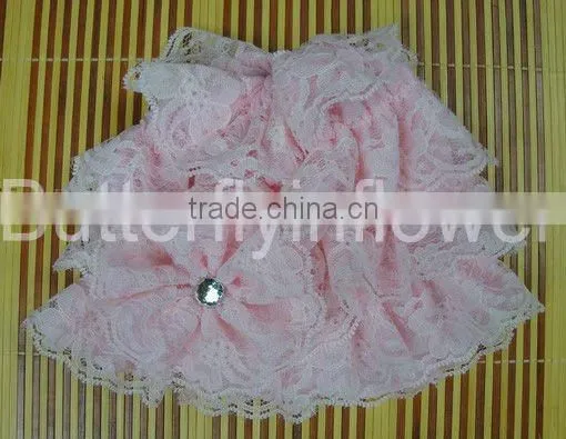 fashion silk baby auqa lace hat with lace flower baby cap