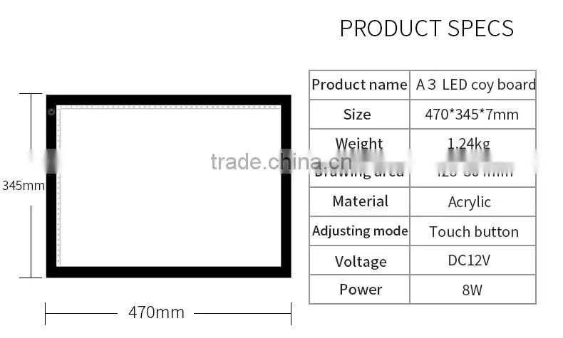 LED chips Tracing Copy Board ajustable brightness/LED neon maker drawing copy board