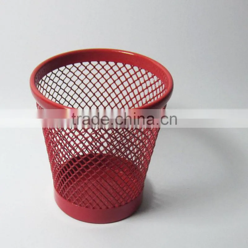 2014 high quality desktop metal mesh round color mini pen holder