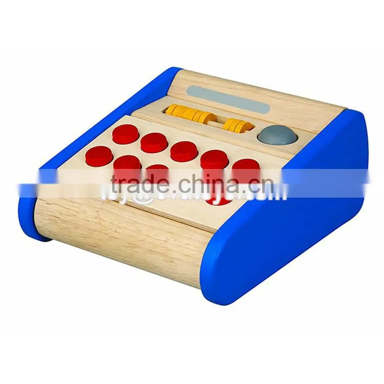 New style kids pretend play cash register wooden cashier toy W10A062