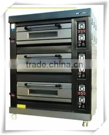 3 layer 220v stone pizza gas oven with steamer for each layer