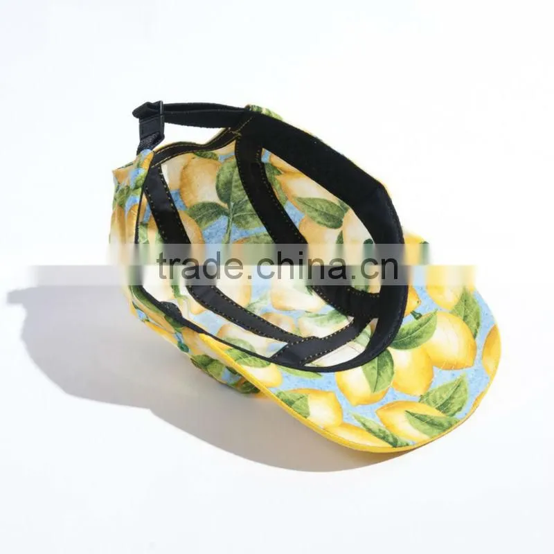 Fruit printed 5 panel cap curved brim sports hat stylish custom 5 panel promotional cap