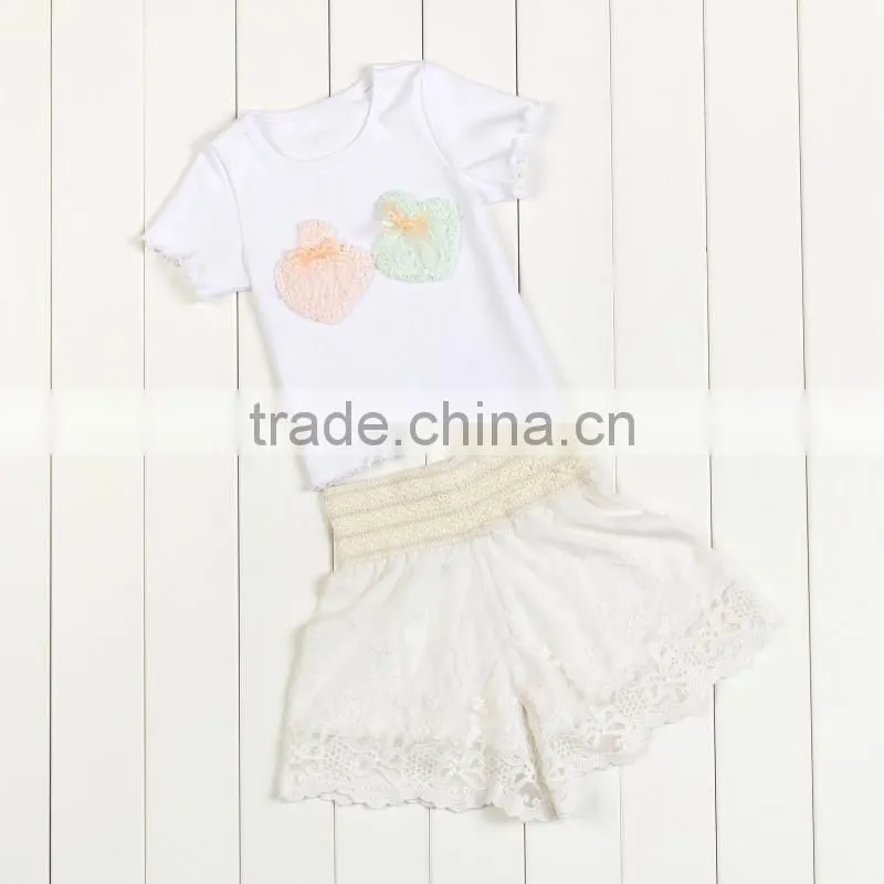 New popular baby girls lace shorts set,2pcs set for toddler girls