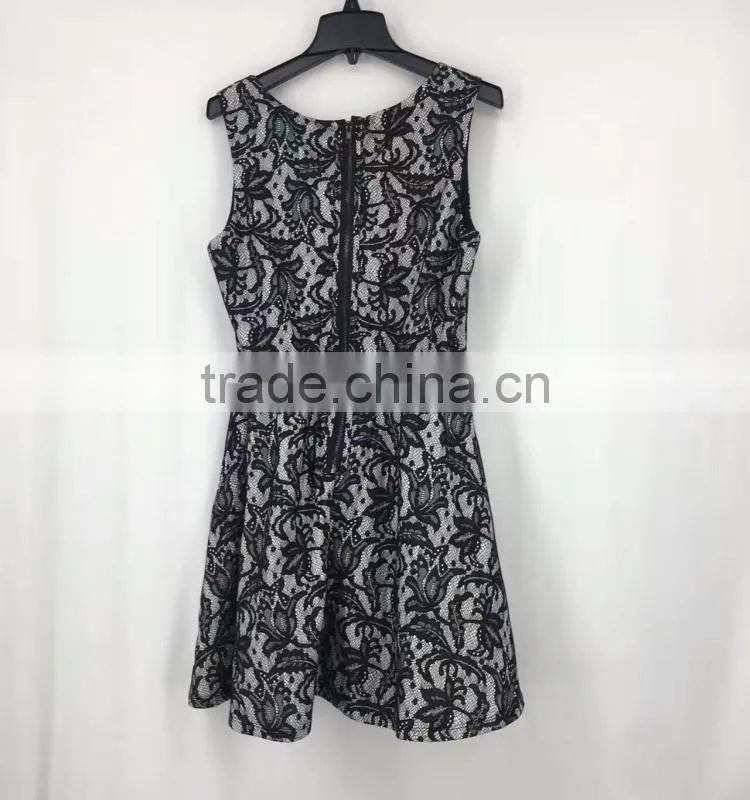 Ladies stock garment sleeveless black sexy prom party dress