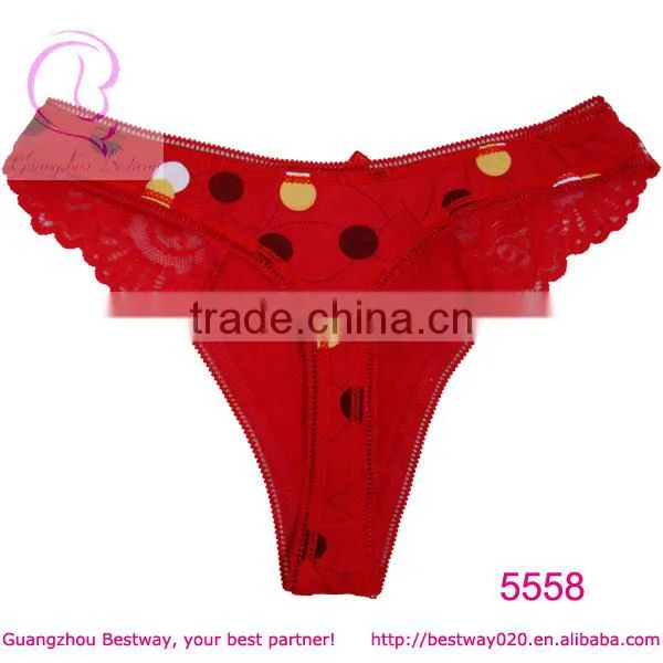 Soft cotton fabric red womens thong