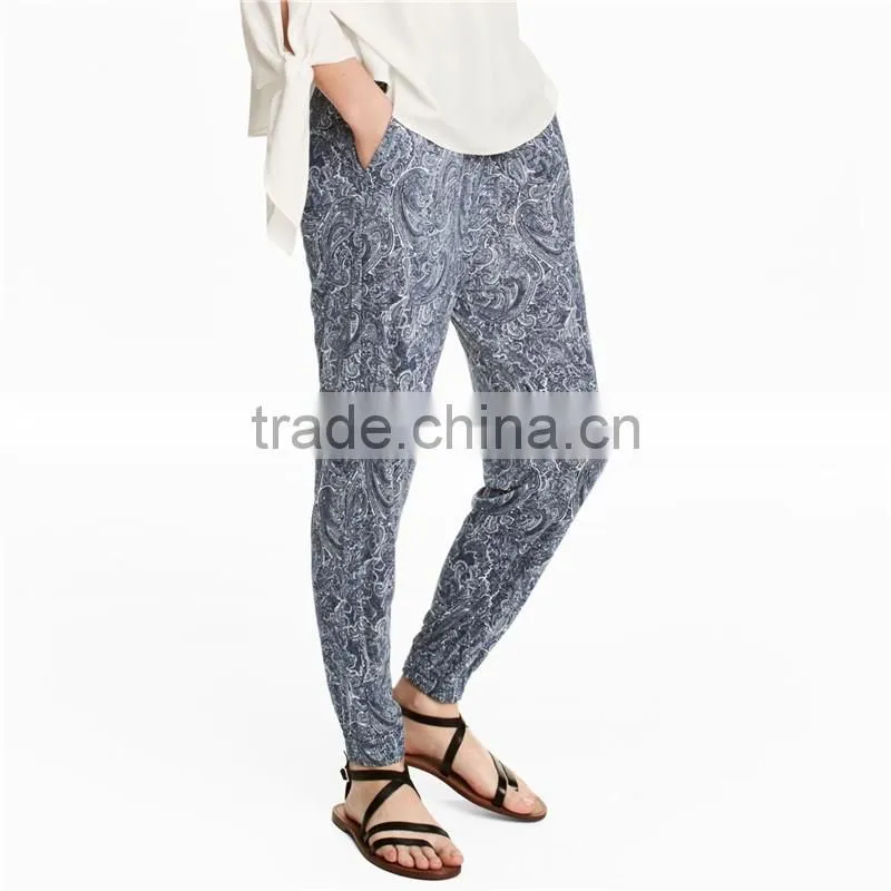 Viscose baggy rubbery pull on jersey hip hop harem pants