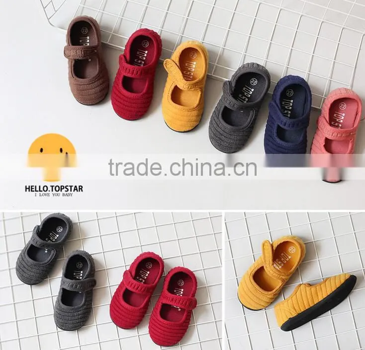 Canvas fabric girl shoes, magic velcro kids shoes