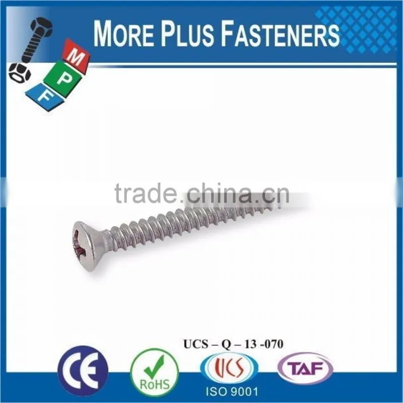 Made in Taiwan Phillips Recessed Oval Countersunk Head Tapping Screw Phillips DIN 7983 C H Stainless Steel A2