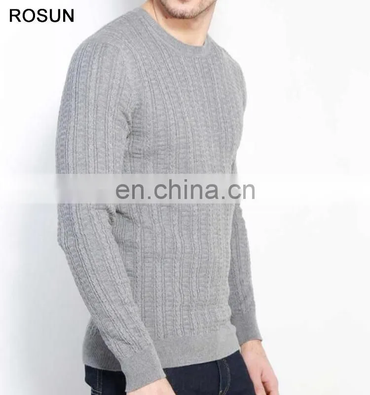 Best design long sleeve t shirt as cotton blended fabric knit sweater pullover top of unbranded wholesale mens clothing