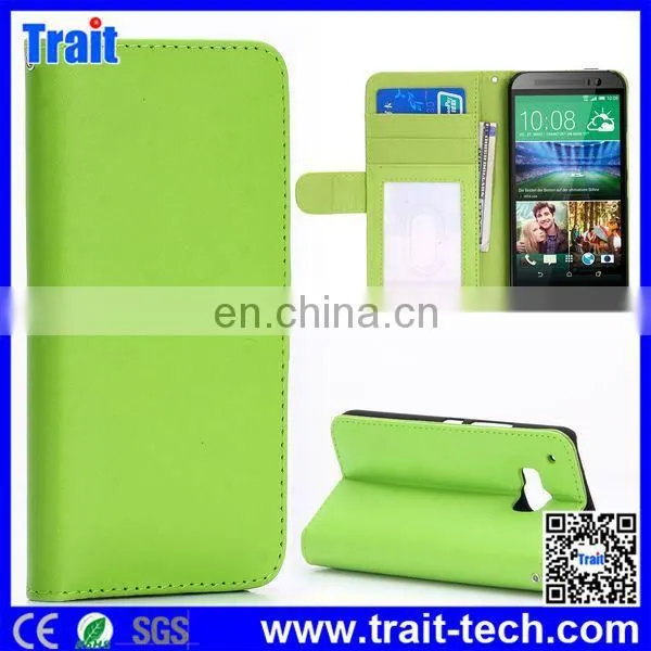 2015 Hot Selling Classic Wallet Style Magnetic Flip Stand PU Leather Case for HTC One M9,Mobile Phone Case for HTC One M9