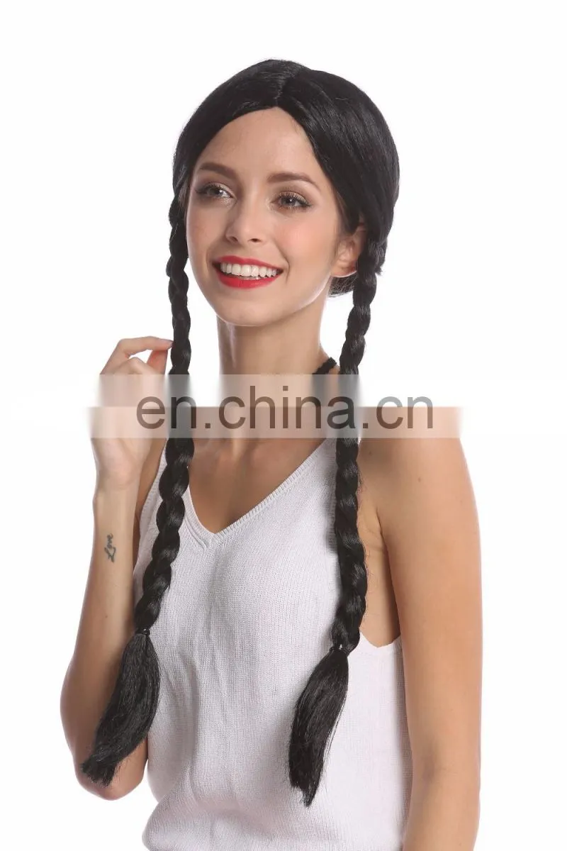 Black pigtail party wigs P-W229