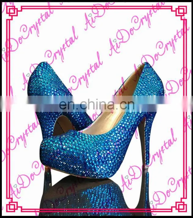 Aidocrystal Pink Crystal wedding high heels ladies low heel fish mouth sandals made in china