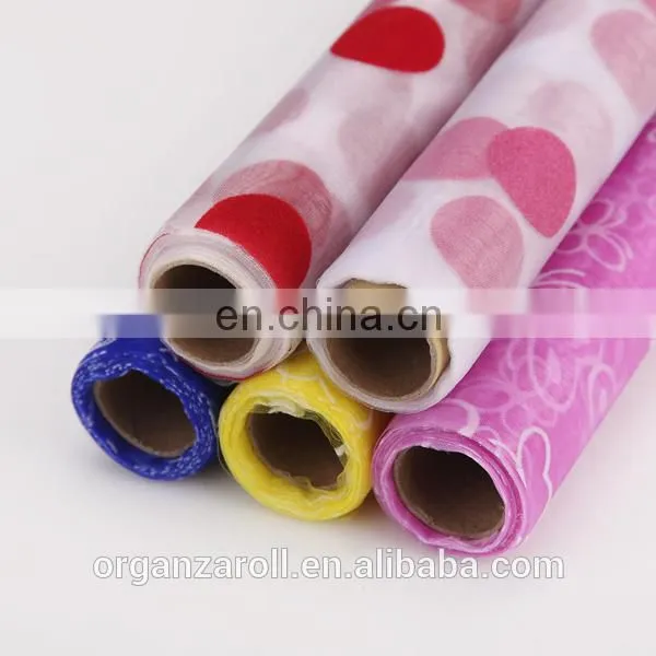 Fashion Design Flower Spraying Organza Dress Fabric