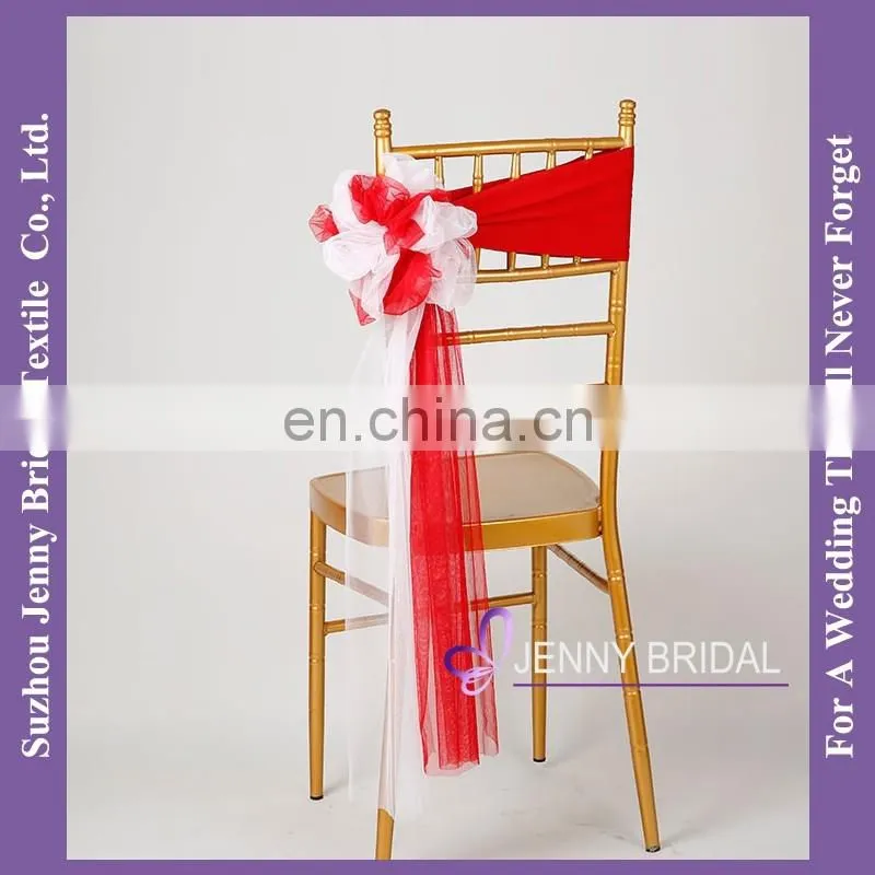SH091AA organza ribbon stretch band organza chair sash with stretch fabric band
