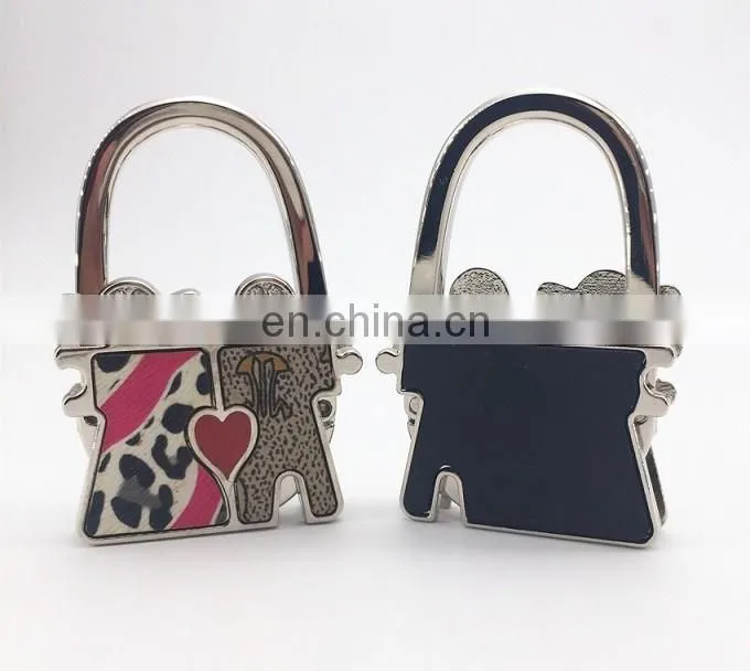 Wholesale love/couple foldable table bag purse hanger with crystal