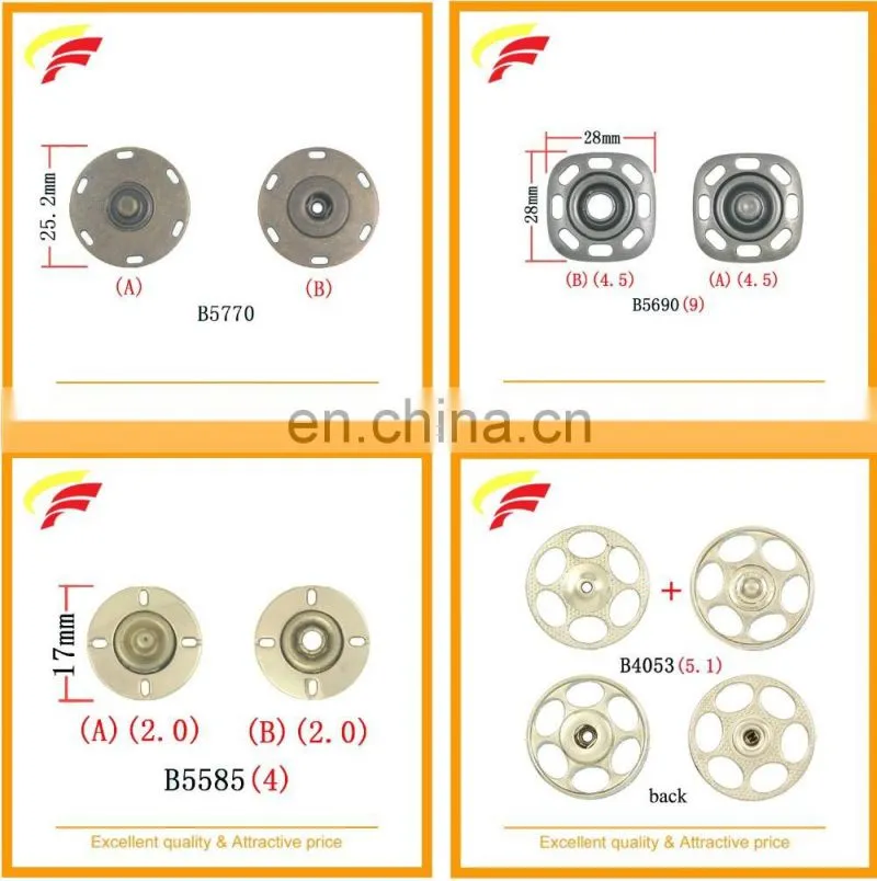 factory price metal 4 holes two parts sewing snap button for coat