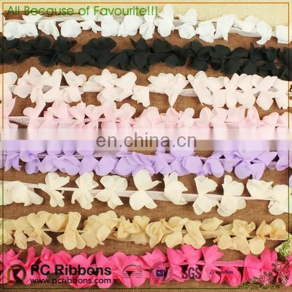2016 Hot sale Vintage 6 petals chiffon flying flower trims lace