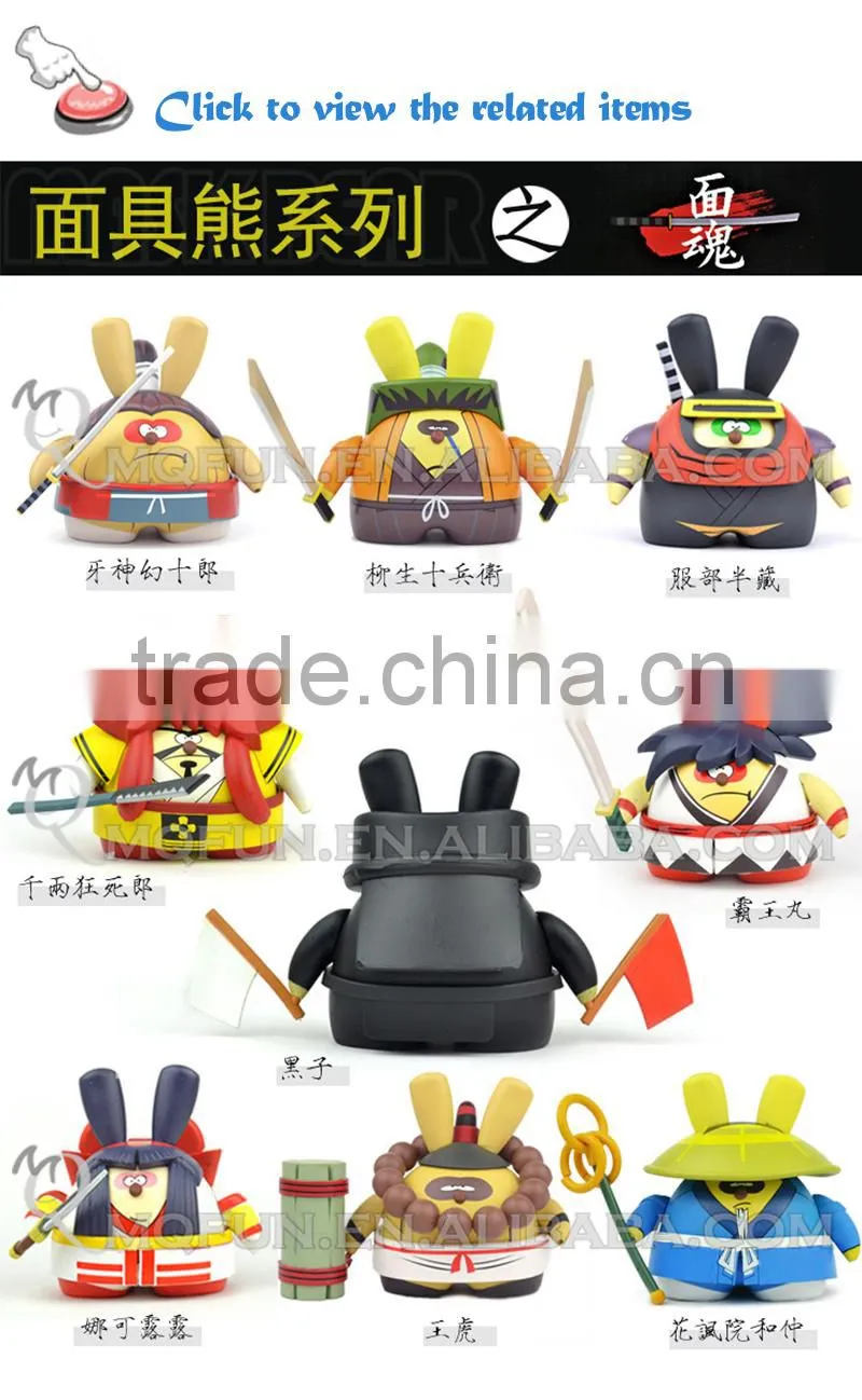 Mini Qute Mask Bear 10cm boy gift plastic reloading Samurai Shodown Hattori Hanzo action figure Game Cartoon toy car Decoration