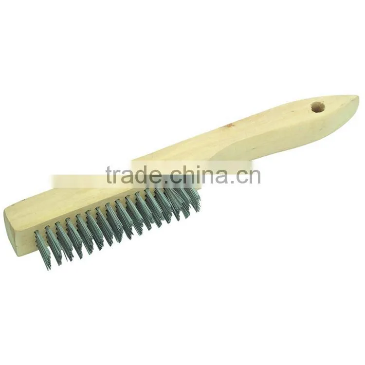 4 by 16 rows of strong Steel bristles wire brush wood handle