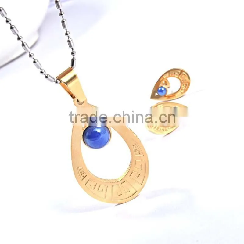 dubai gold jewelry set blue Acrylic bead gold plated jewelry indian jewelry set