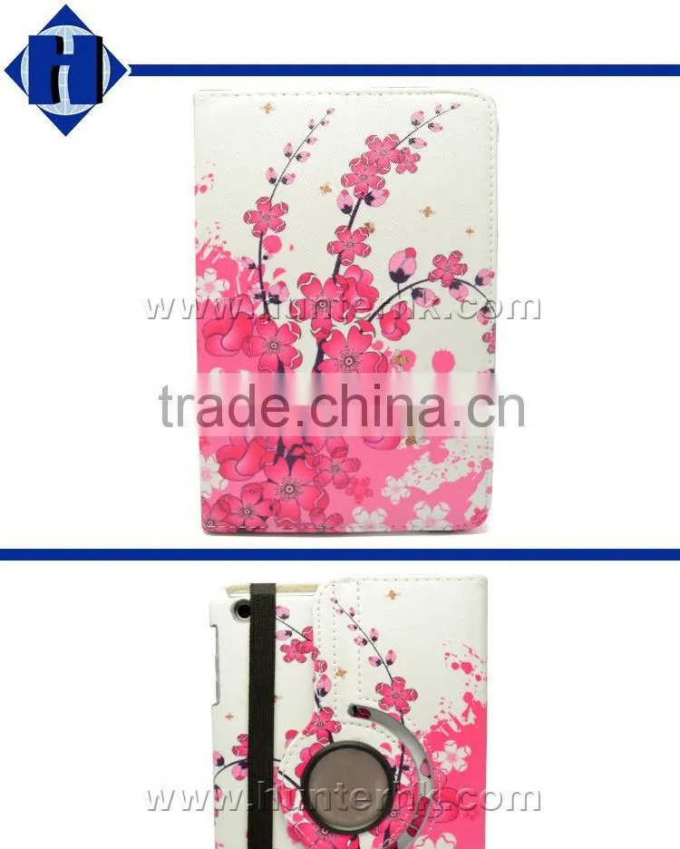 Pink Flower Rotating Tablet Case For iPad Mini 4