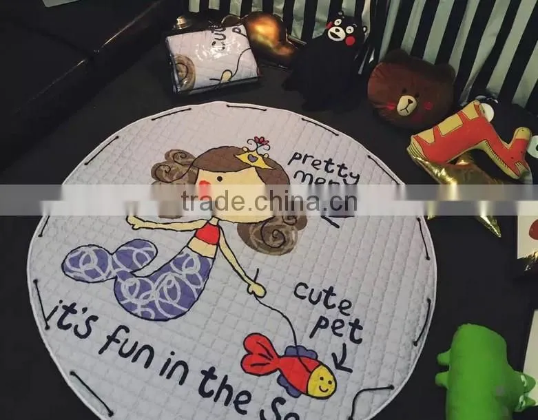 Fashion Cartoon Kids Toys Organizer Portable Children Baby Play Mat With Sides