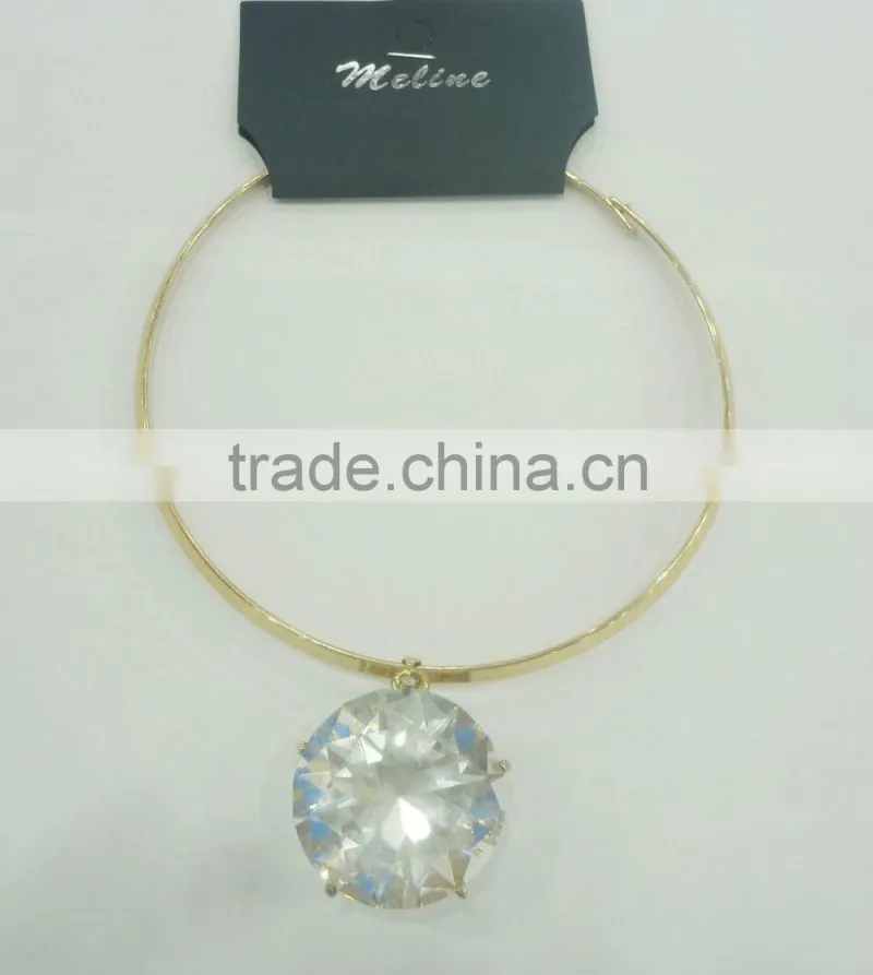 FACHION BIG GLASS STONE PENDANT COLLAR NECKLACE
