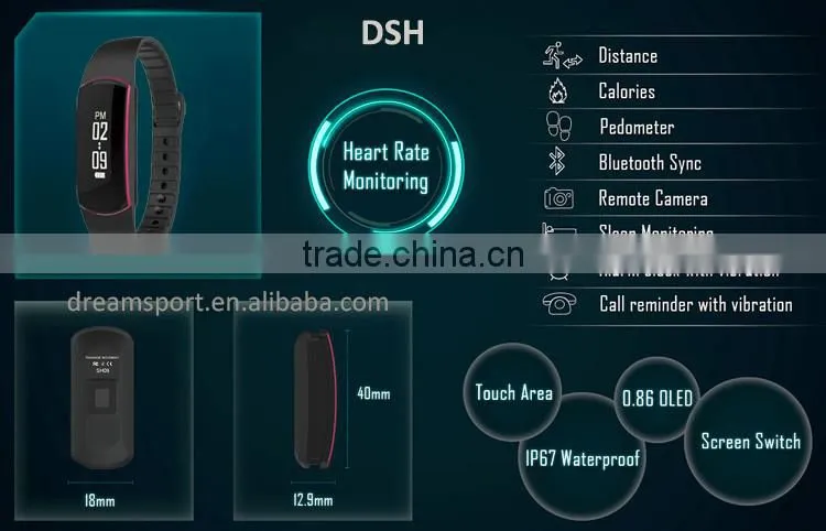 New Arrival Bluetooth Bracelet Activity Tracker Pedometer Sleep Monitor Sync with IOS Android