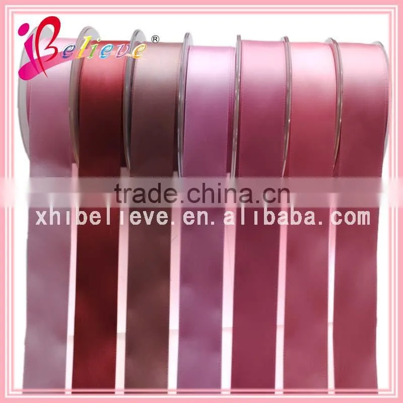 Famous brand high quality polyester satin ribbon ornaments pink ribbon roll