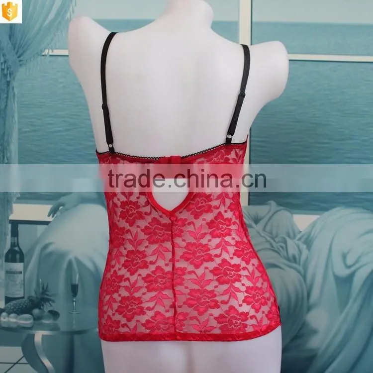 red black flower lace transparent sexy lingerie,sexy red mature lingerwear nightwear