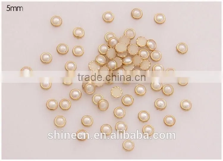 New stones 3mm 4mm 5mm 6mm metal golden edging flatback round hot fix rhinestones