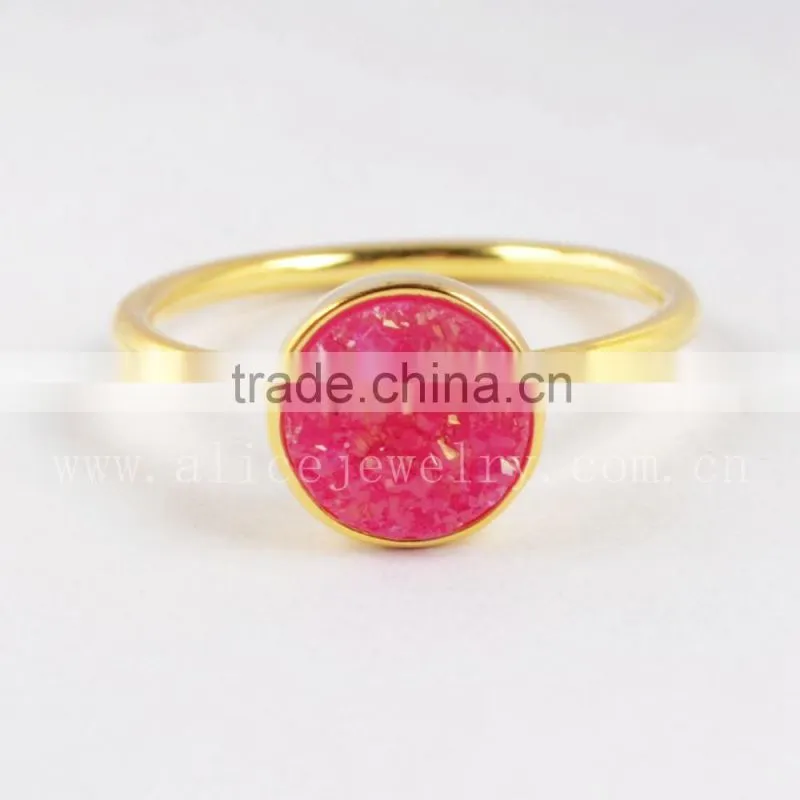 Fashion 18K gold plated jewlry ring, stalactite quartz ring, fashion quartz gemstone bezel ring