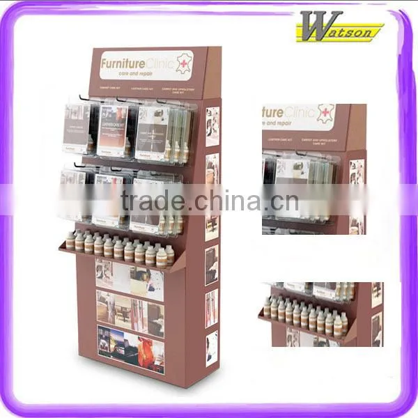 recycled Material advertising promotion corrugated paper with hook peg display stand for hair care