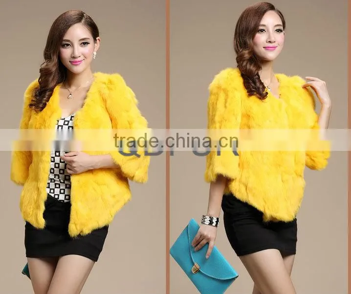 QD28120 Short Style Real Piece Outerwear Wholesale/retail Genuine Women Rex Rabbit Fur Jacket