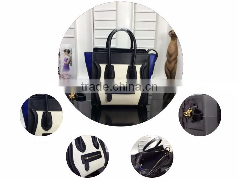 women lady fashion smile face pu leather handbag dropshipping yiwu patchwork handbag