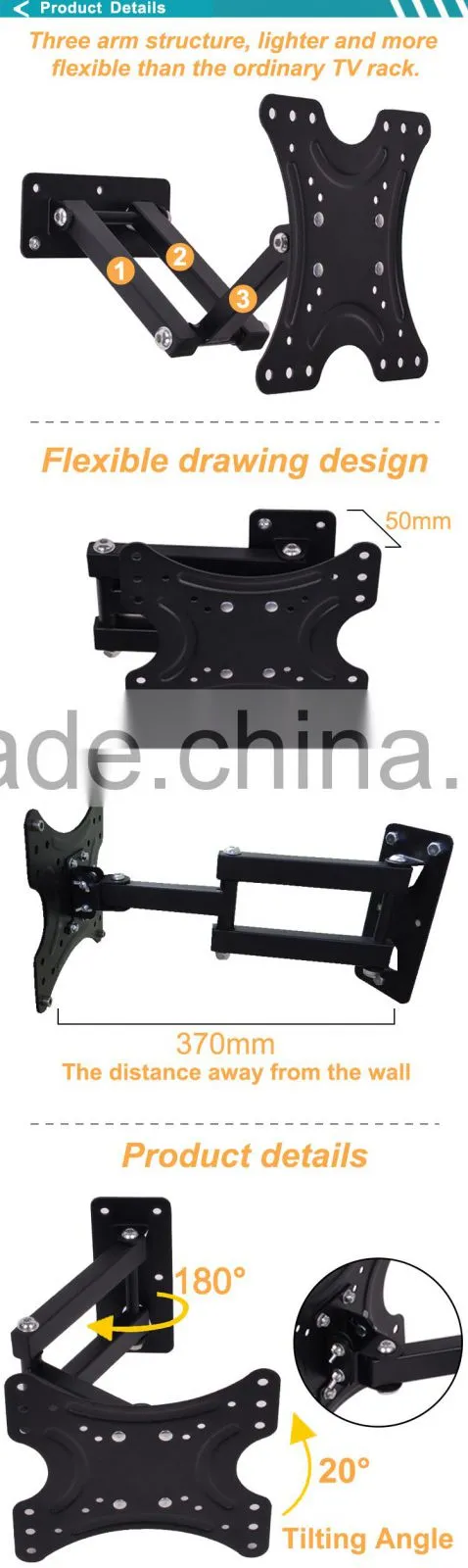 180 Degree Telescoping Swing Arm Wall Mount Tv Holder For 17"---32"Plasma/Lcd/Led/Flat Panel Tv