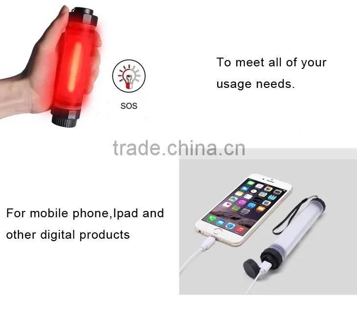 New design waterproof IP68 LED Emergency Light Torch 2600mah power bank