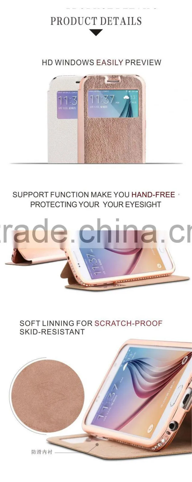 Shengo Leather Flip Case for Samsung Galaxy S6